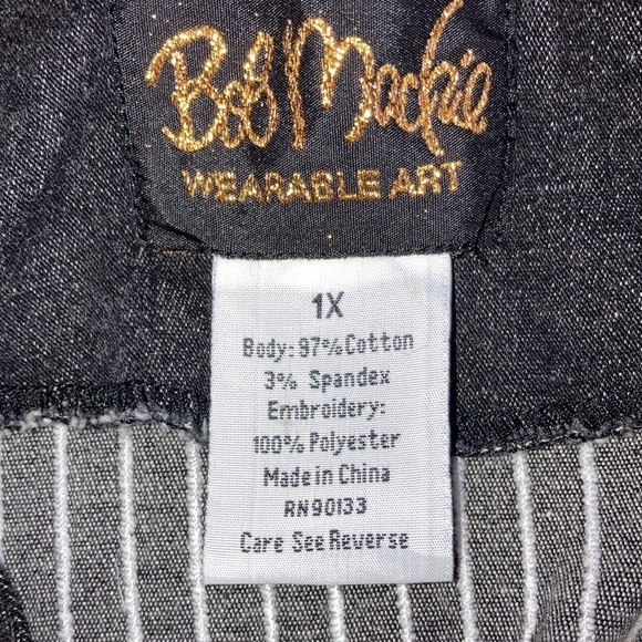 - Bob Mackie Wearable Art Zip Front Black Plus Denim Embroider Jacket 1X R… - Picture 9 of 12